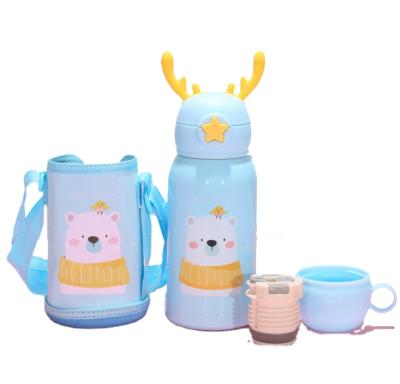 China Sustainable 450ml Vacuum Insulated 304 Stainless Steel Thermos Custom Vacuum Water Bottle With Straw For Kids for sale