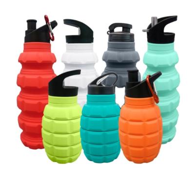 China 2021 Viable Collapsible Silicone Sports Drink Water Bottle Custom Logo Designed Grm Botella De Agua Pomegranate Collapsible Water Bottle for sale