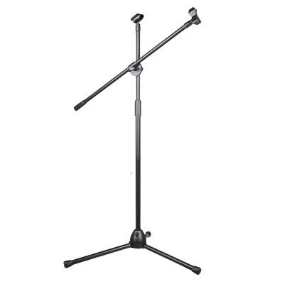 China OEM Popular Orchestra Music Stand Instrument Steel Metal All Black Microphone Stand With Adjustable Microphone Clip for sale