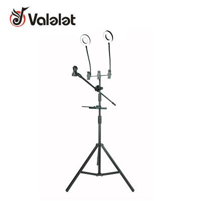 China Steel+plastic Mobile Tripod Stand Selfie Live Streaming Led Ring Light With Cell Phone Holder for sale