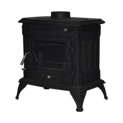 China Contemporary Morden Matt Black Cast Iron Wood Burning Stove With Back Bolier System High Quality Stove for sale