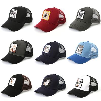 China COMMON Logo Embroidery Baseball Cap 5 Panel Trucker Mesh Hats Bulk Fashion Design Custom Animal Single Hat for sale