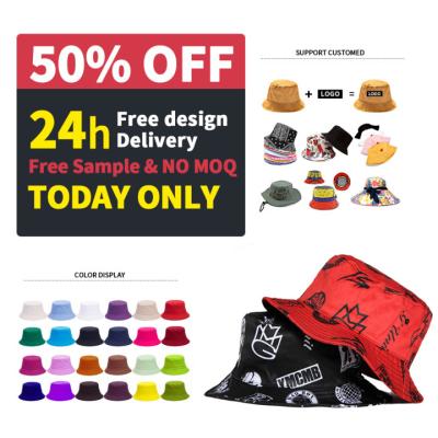 China Wholesale Free Sample Character Fishing Fisherman Printed Short Overflow Customized Bucket Hats Hats for sale