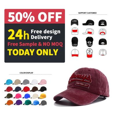 China breathable & Custom Embroidery Logo Waterproof Denim Sport Hat Distressed Plain Mens Dad Hats Wholesale for sale