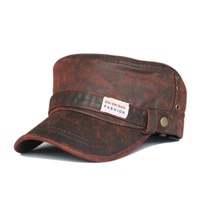 China COMMON Flat Surface Custom Leather Military Hats for sale