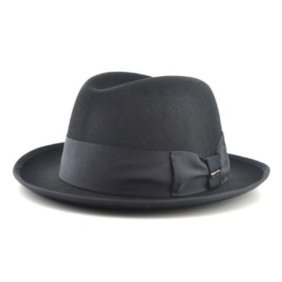 China Hot Selling Character Fashion Decorated Black Fedora Hat for sale