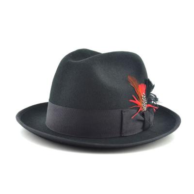 China Wholesale Character Wool Felt Edge Black Wide Fedora Hats For Women for sale