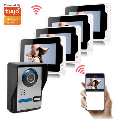 中国 Indoor Rain Cover High Resolution 4 Monitor Wifi Door Phone Intercom 4 Wide Angle Video Door CR-701FA14 販売のため