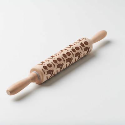 China Sustainable Factory direct Easter Rolling Pin Egg pattern Rolling pin stick deep embossed for sale