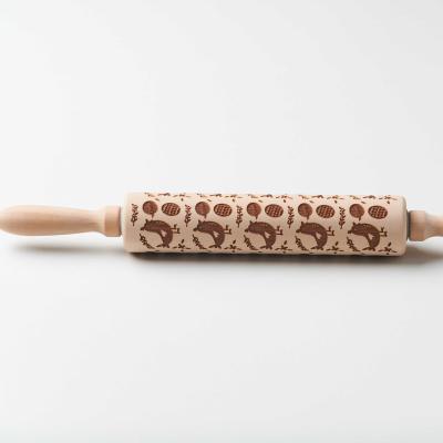 China Sustainable Manufacturers supply Easter Rolling Pin Laser Engraving Rolling Pin Cookie Baking Rolling Stick for sale