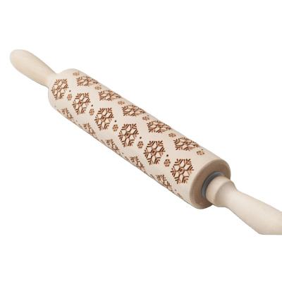 China Sustainable Factory custom Christmas theme laser carving snowflake activity rolling pin, can make cookies and other snacks for sale