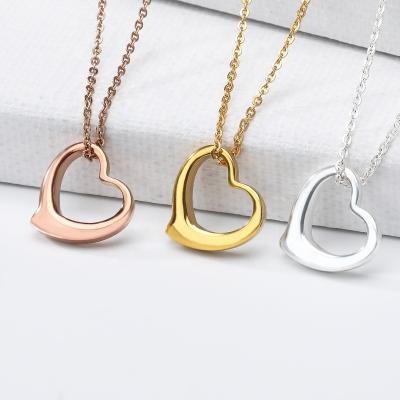 China Daily Wear Necklace Simplicity Fashion Style Heart Necklace Stainless Steel Gold Plating Jewelry Necklace for sale