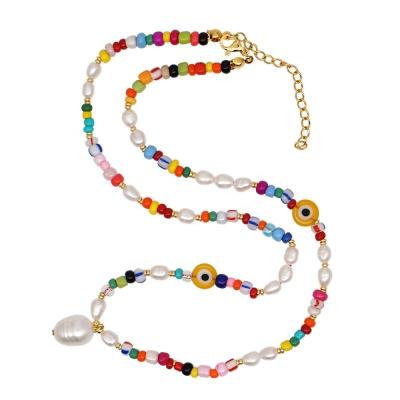 China Daily Necklace 2021 News Necklace Colorful Seed Beads Long Wear Necklace for sale