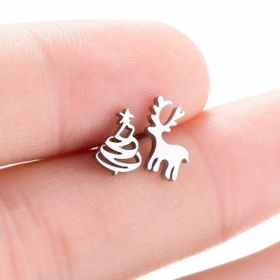 China Newest Stainless Steel Christmas Jewelry Reindeer Ear Stud Earring Come Out for sale