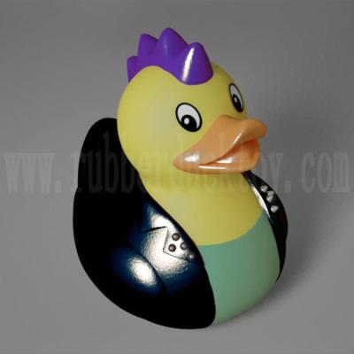 China Punk Rubber Bath Toy Rock Star Floating Duck Bath Toy, Punk Rock Bath Duck Toy, Squeaky Punk Duck for sale