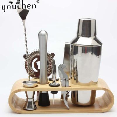 China 2019 Amazon Success Barware Sustainable Stainless Steel Cocktail Shaker Set With Stand for sale