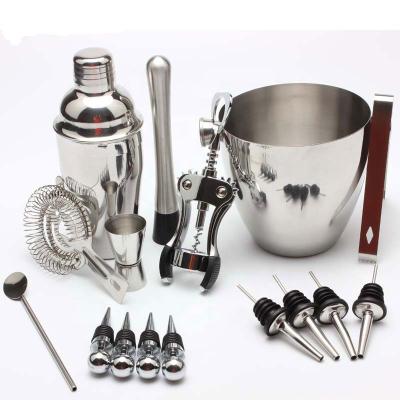 China 2019 Metal Amazon Success Bar Tool Kit 16pcs Cocktail Shaker Set With Ice Bucket for sale