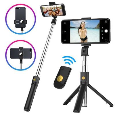 China Portable Flexible Newcomer 2019 New K10 3 in 1 Self-Rod Tripod Mobile Phone Selfie Smartphone Monopod Wireless Stick for sale