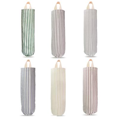 China Elastic Bottom Plastic Bag Holder, Wall Mount Grocery Bag Holder, Reusable Stripe Garbage Bag Organizer for Kitchen Office Home Decor for sale