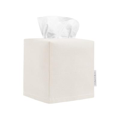 China Durable Tissue Square Tissue Box Lid 5x5x5inch Tissue Box Holder With Hook&loop Bottom Face Holders For Bathroom Office Car Decor for sale