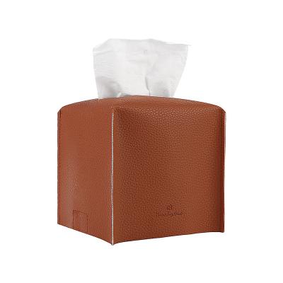 China Faciel Durable Modern Paper Holder Square Tissue Box Lid Tissue Box PU Leather Decorative Tissue Box Organizer for sale