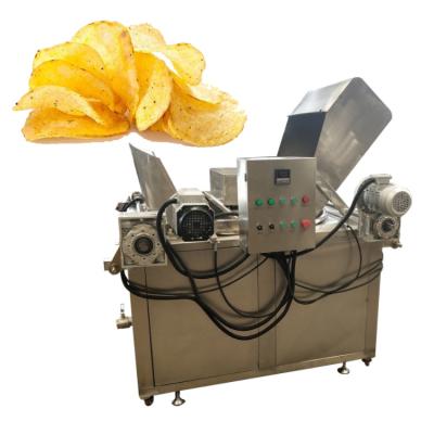 China Factory Supply French Fries Cassava Tortilla Chips Automatic Discharging Industrial Gas Frying Machine for sale