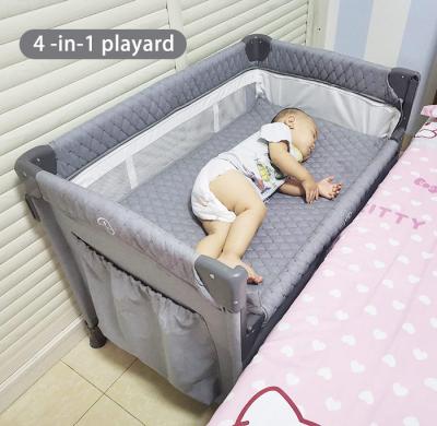 China Modern multifunctional portable baby hutch foldable 3 in 1 cuna corral bebe crib with crib mattress practicuna for sale