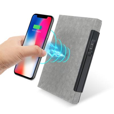 China Wireless Charging Hardcover Fingerprint Lock Diary With Power Bank for sale