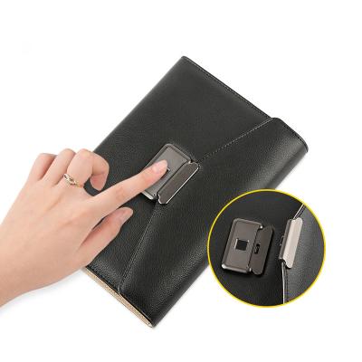 China Leather Smart Fingerprint Lock Fingerprint Lock Notebook With Power Bank for sale