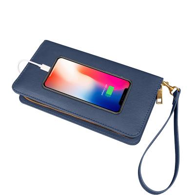 China With Custom Leather Power Bank PU Power Bank Wallet With Clutch Chain for sale