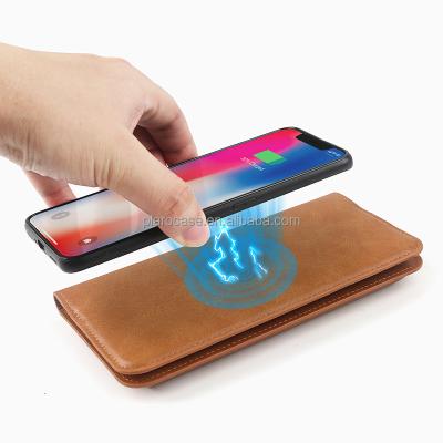 China Wireless Charging RFID Card Phone Case Leather Wallet With Power Bank for sale