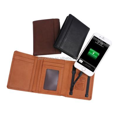 China With Genuine Leather Power Bank Men Power Bank Wallet for sale