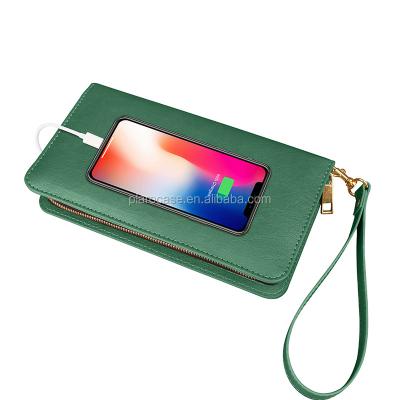 China With Power Bank PU Clutch Chain Custom Leather Wallet With Power Bank for sale