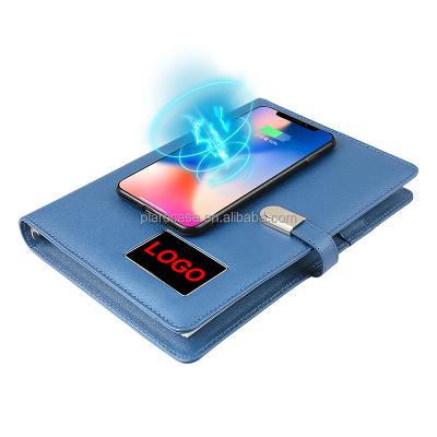 China Notebook LED Logo Wireless Charger Power Bank Notebook with USB Lock Voice Recorder Speaker for sale