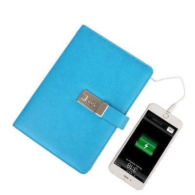 China Wholesale Custom Leather Number Lock PU Number Lock Secret Secret Diary With Power Bank for sale