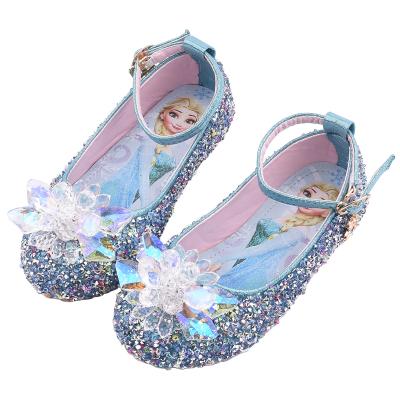 China Round Girls Elsa Beautiful Princess Shoes Frozen 2 Crystal Princess Sequined Flat Princess Shoes for Party for sale