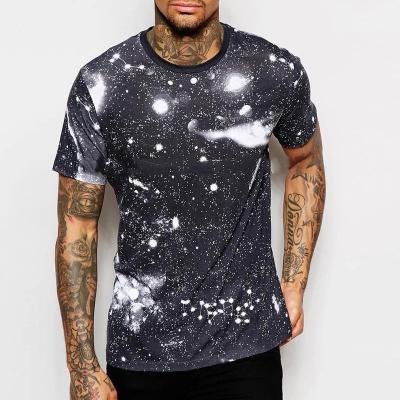 China Anti Pilling Sublimation Printed Galaxy Black T-Shirt With Short Sleeve for sale