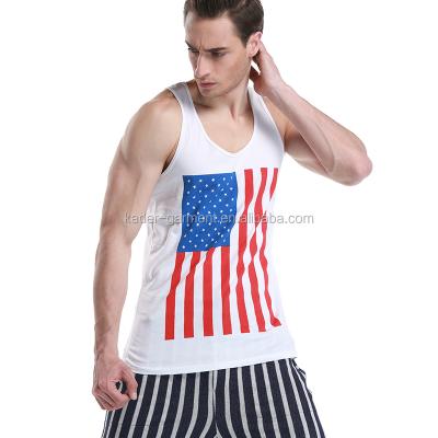 China Anti-pilling Mens Clothing Manufacturer American Flag Tank Top for sale