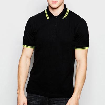 China Black White Anti-pilling Polo Shirt With Fluorescent Tipping for sale