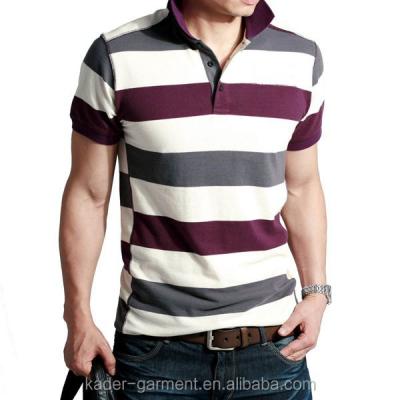 China Anti-pilling Polo Shirts Promotional Stripe Polo Shirts Wholesale With Your Own Logo for sale