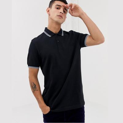 China Anti-Wrinkle New In Men's Twin Tilted Polo Shirt In Pique Polo Shirt 100% Black for sale