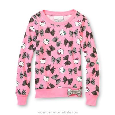 China Anti-pilling Sweatshirt Hello Kitty Pink Girls Sweatshirt for sale