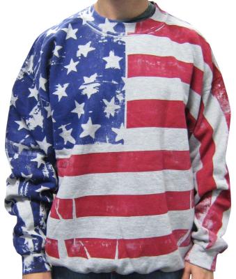 China Anti-pilling Striped American Flag T-Shirt, Long Sleeve T-Shirt for sale