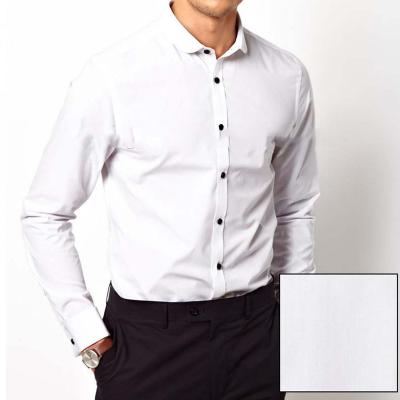 China Latest Mens Double Cuff White Dress Shirt Anti Shrink for sale