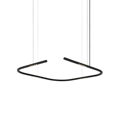 중국 Modern Nordic Linear Creative Black Hotel Table Bar Design Chandelier LED Hanging Pendant Light 판매용