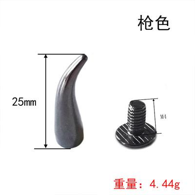 China 7x25mm Metal Screw Back Brass Bent Spike Spike Gunmetal Punk Color For Leather for sale