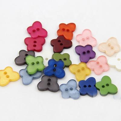 China Resin Viable Fancy Button Shape Butterfly Color Sewing Buttons With 2 Holes for sale