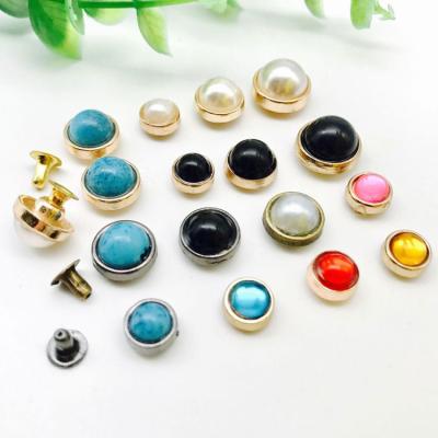 China 10mm Nickel Free 90 Set Multi Color Resin Bead Zinc Alloy Material Rivets With Install Tool Kits for sale