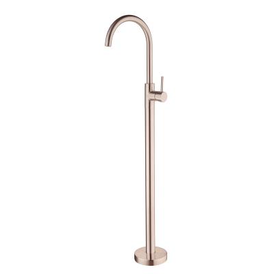 China 2022 Rose Gold Floor Mount Freestanding Bath Tub Shower Faucet Luxury High Quality Brushed Brass Without Slide Bar Mixer for sale