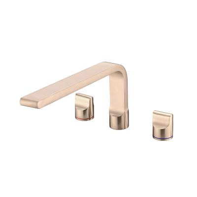 China Without Slide Bar 2022 High End Luxury Bathtub Mixer Tap Brushed Rose Gold Brass Bathtub Faucet Sinri Tub Sink Set Faucet Concealed for sale